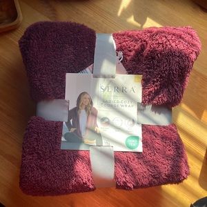 Serra | “Ladies Cozy Lounge Wrap” Maroon Hooded Open Sweater - Size S/M